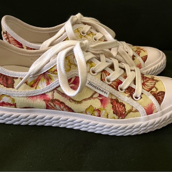 Zimmermann Yellow and Cream Floral Sneakers size 8 - Picture 2 of 6